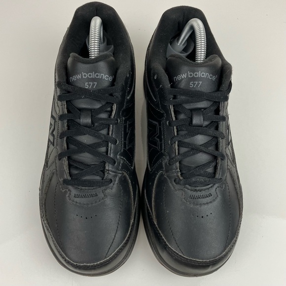 New Balance Women’s Size 9.0 2E Wide 577 Triple Black Leather Walking Shoes - Picture 4 of 10